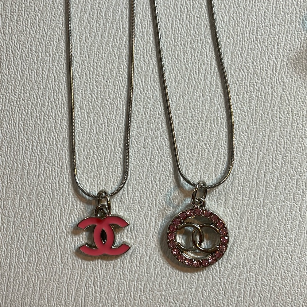 Cc Charms Bundle Of 2 With Unbranded Stainless Steel Chain Preowned